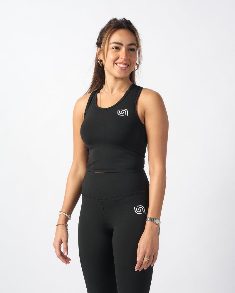 Beyond Women Black Essential Sleeveless Crop Top - Image 2